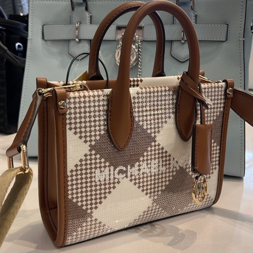 Michael Kors Mirella Extra-Small Logo Crossbody XBODY Shopper Bag
Luggage 
NWT